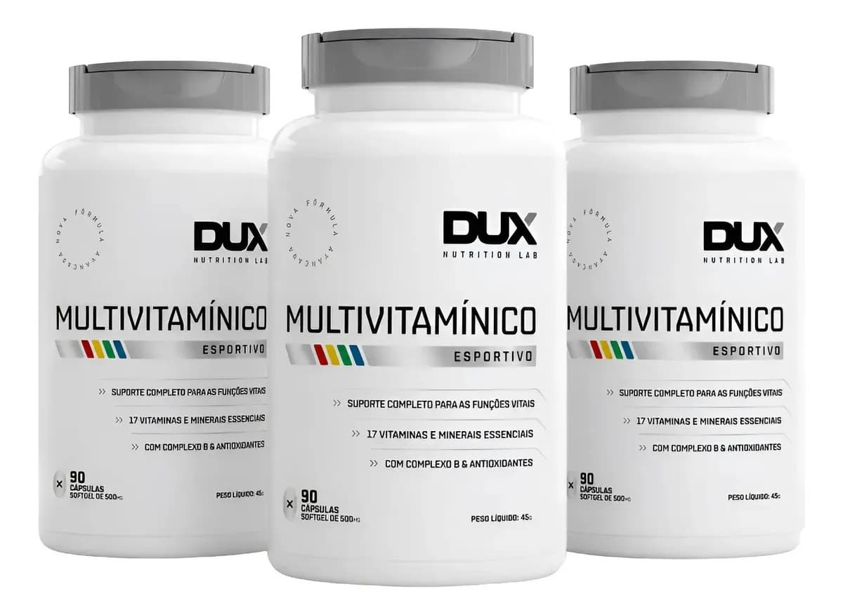 Kit 3un Multivitamínico Dux Pote 90 Caps Complexo Vitaminas Multivitaminico 90 Capsulas