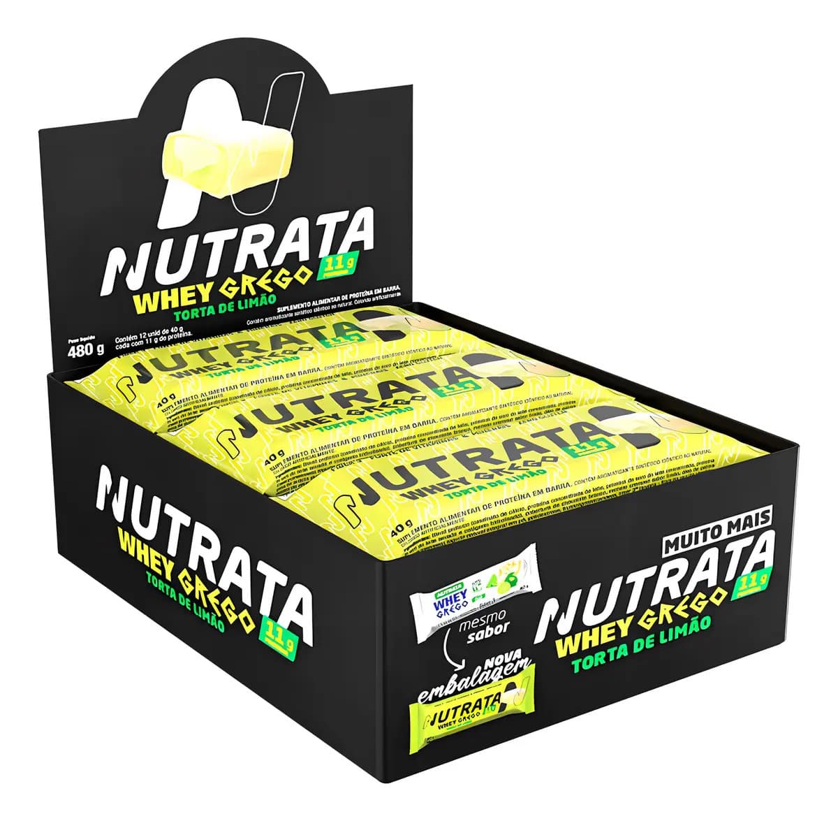 Whey Grego Bar Protein 12 Unidades Grow Thisoldie - Nutrata Sabor Torta De Limão