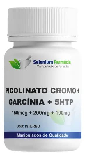 Picolinato Cromo 150mcg + Garcínia 200mg + 5htp 100mg 60caps Sabor Sem sabor