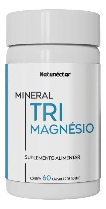 Trimagnésio 500mg - Malato de Magnésio,Taurato Magnésio,Bisglicinato Magnésio. 60 Cápsulas - Natunéctar