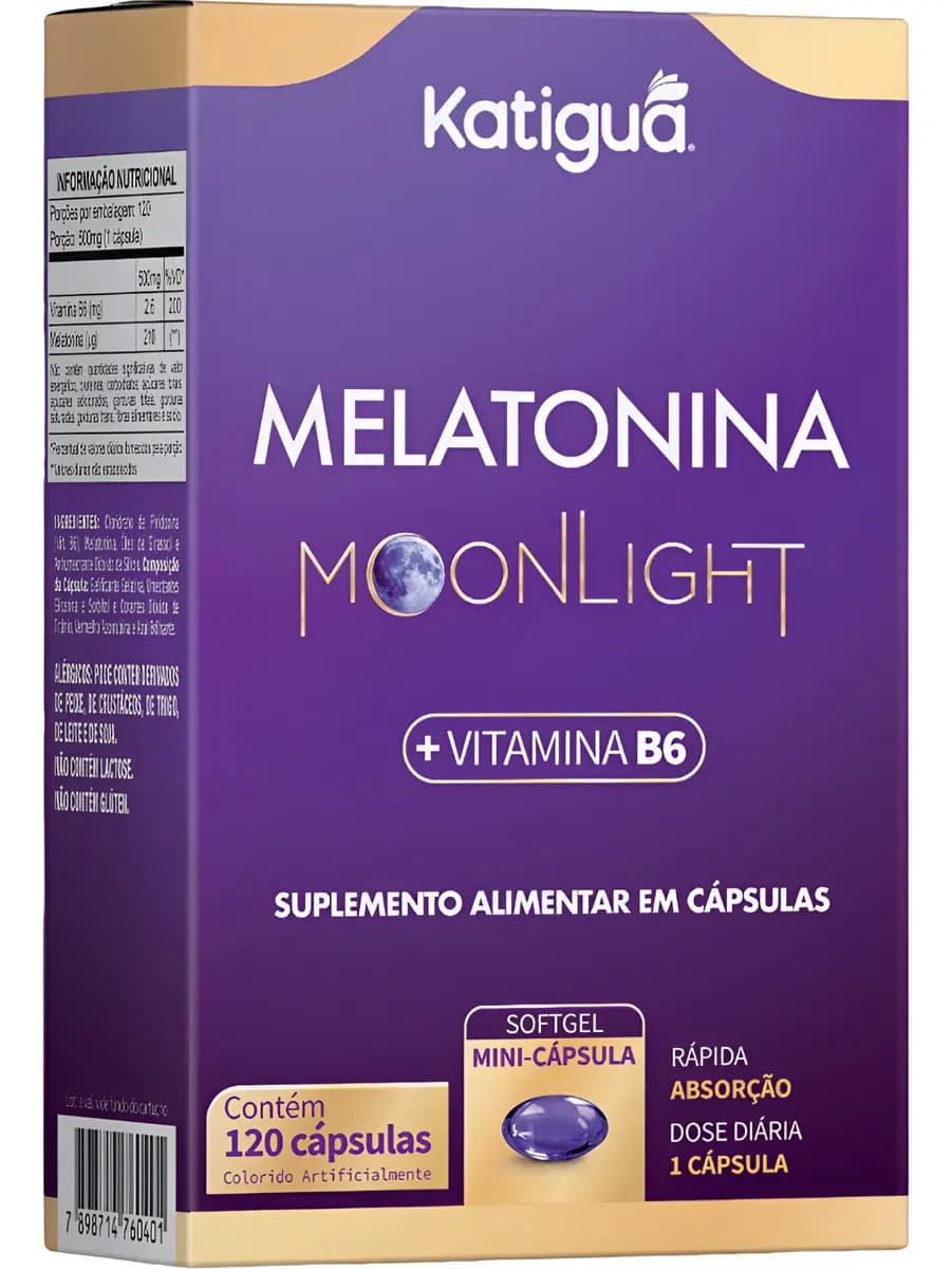 Melatonina Katigua Softgel com Vitamina B6 - 120 Cápsulas