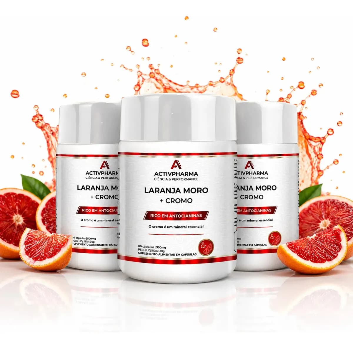 Kit 3 Laranja Moro Picolinato Cromo 60 Cápsulas Antioxidante Natural Premium
