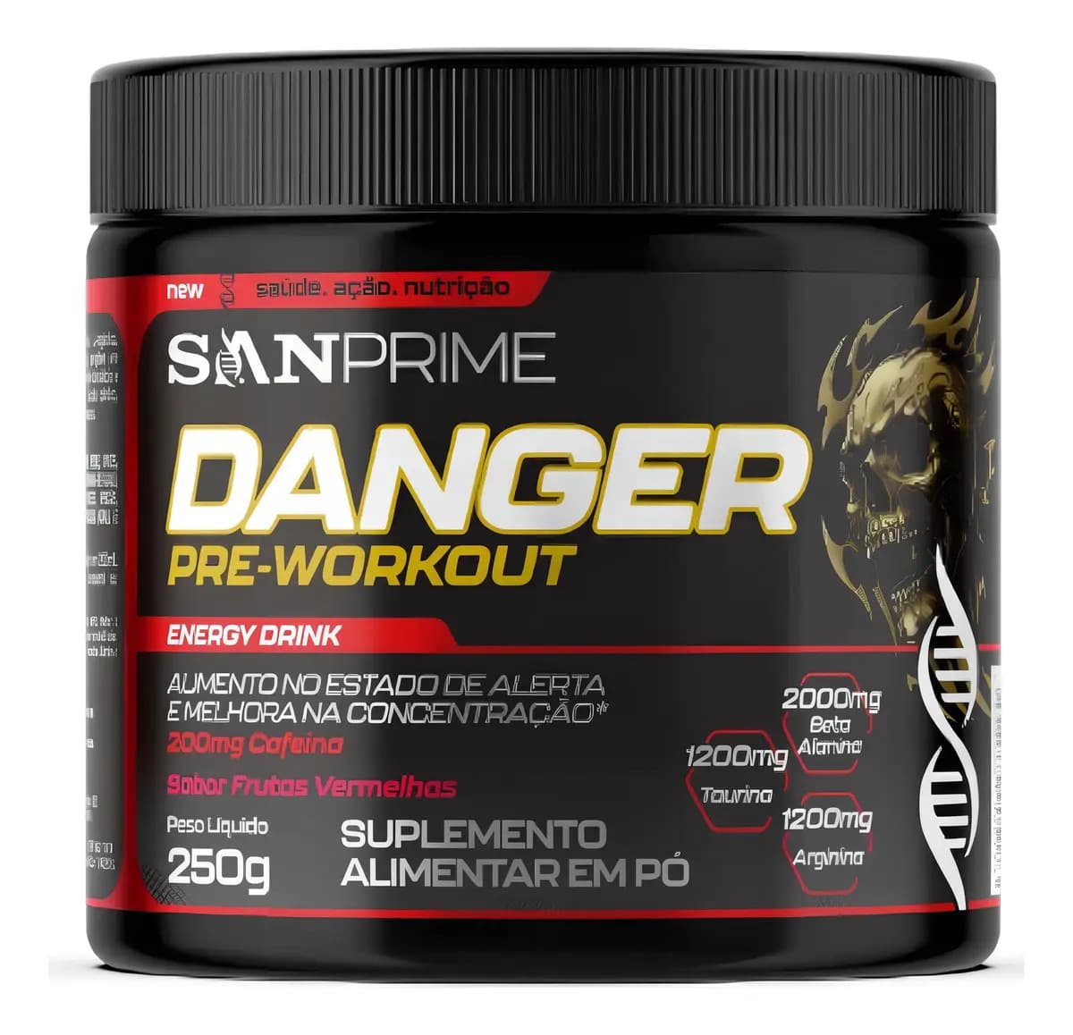 Pré Treino Sanprime Danger Sem Sabor 250g Beta Alanina Taurina