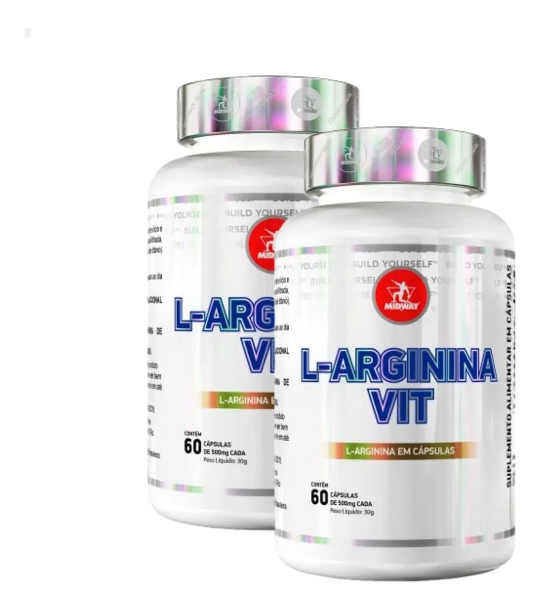L-Arginina Midway 60 Cápsulas Sem Sabor 1.1g Arginina por Porção