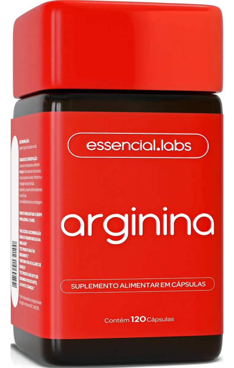 ARGININA 100% Pura - Fórmula Exclusiva com 2000mg de Arginina por dose - 120 Cápsulas