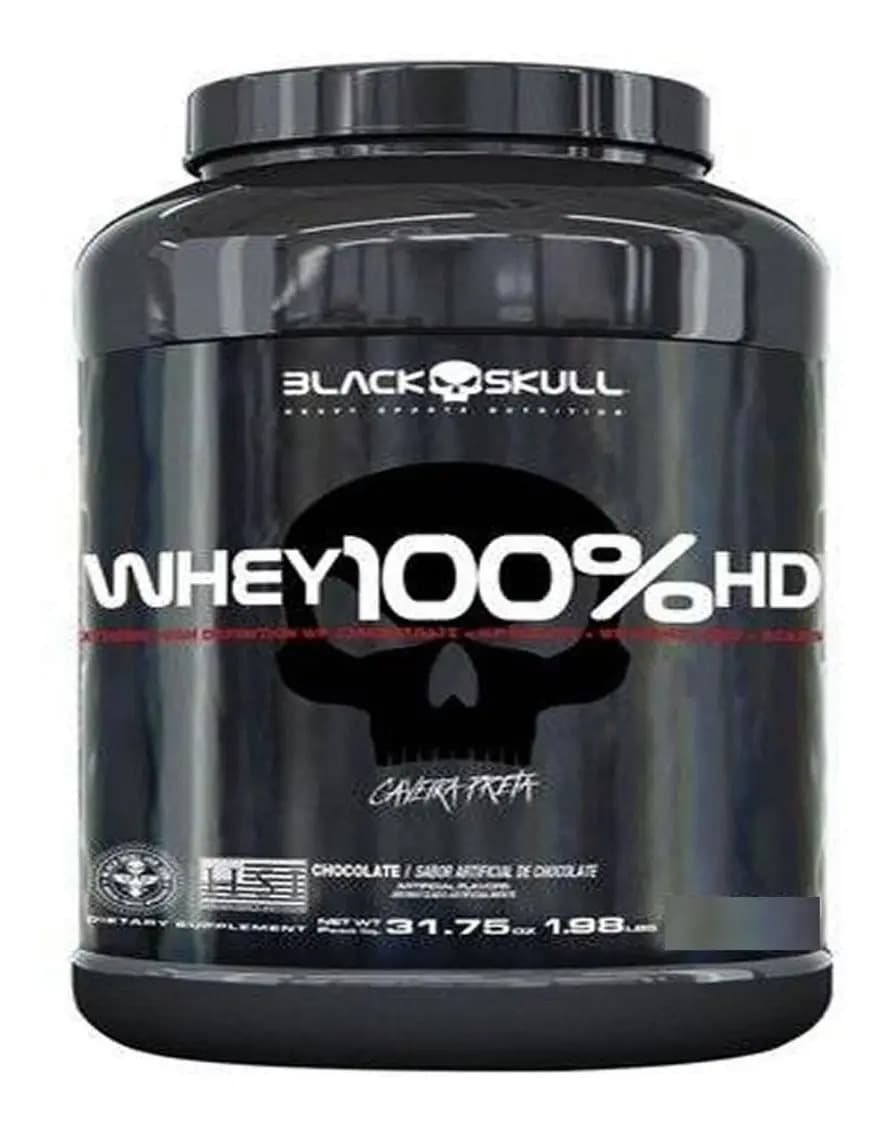 Whey 100% Hd 1,8kg Wpc + Isolado + Hidrolisado - Black Skull Sabor Morango