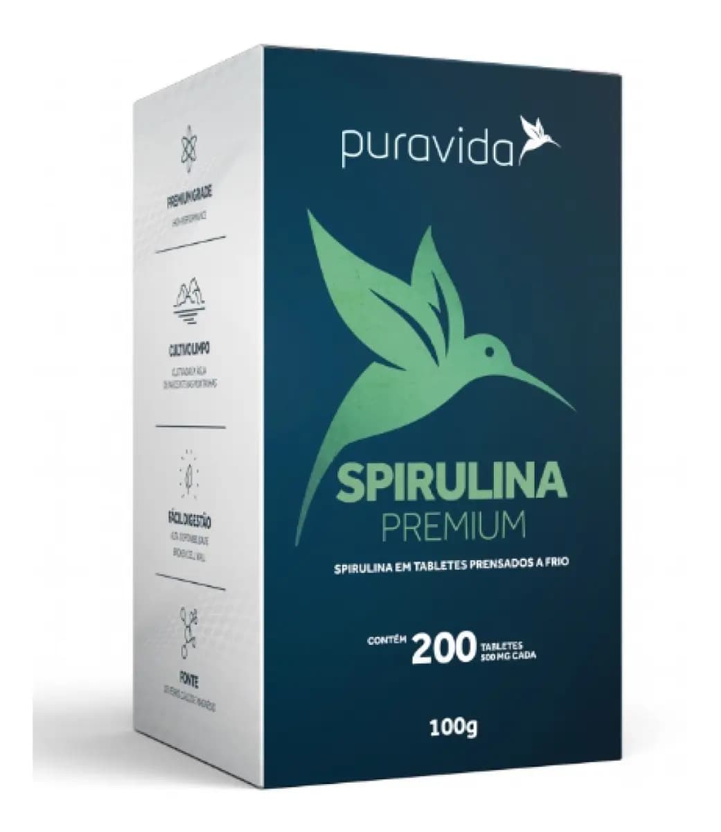 Spirulina Orgânica 200 Tabletes Puravida