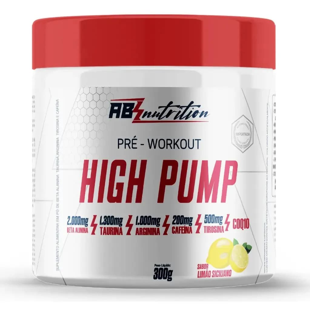 Pré Treino High Pump 300g Completo Suplemento Abs Nutrition Sabor Pre Treino Sabor Limão Siciliano