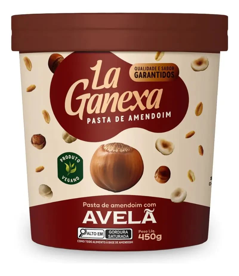 Pasta Amendoim La Ganexa Avelã 450g Vegana Sem Açúcar
