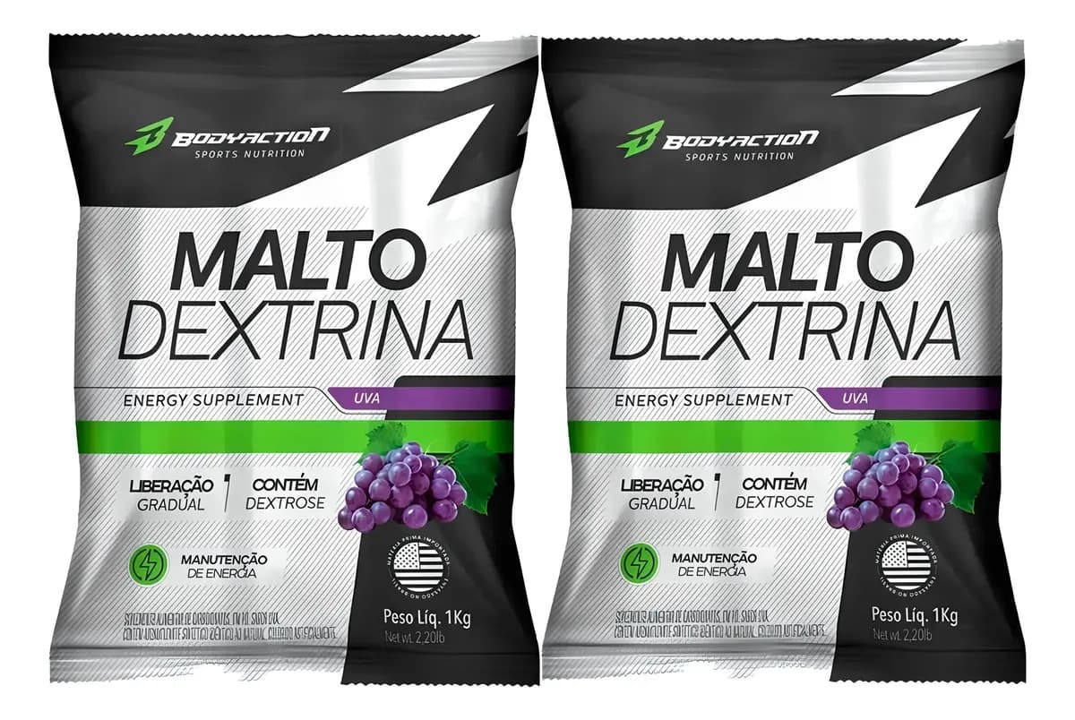 2x Maltodextrina - 1kg - Body Action Sabor Uva