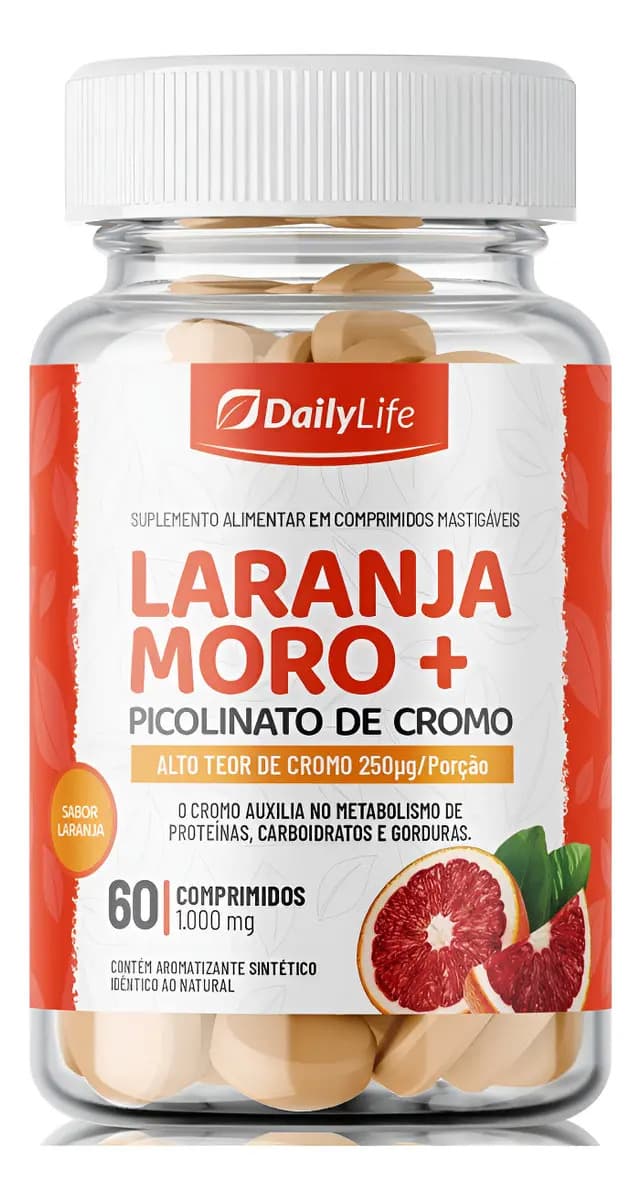 Comprimidos Nutricionais Laranja Moro Picolinato Cromo DailyLife 60 Unidades
