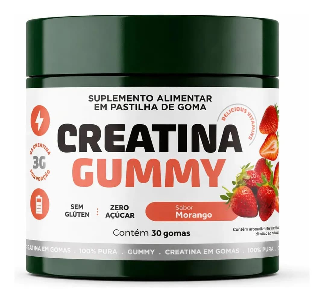 Creatina Monohidratada Gummy - Sabor Frutas - 30 Gomas - 3g Creatina