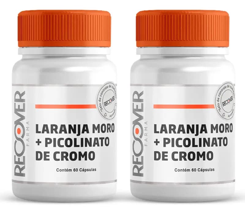 Suplemento Nutricional Cápsulas Laranja Moro Picolinato Cromo Recover Farma