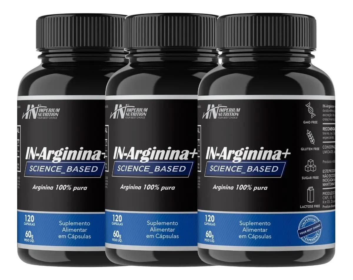 3 X L-arginina (360cáps) Arginina Vasodilatador Sabor Natural