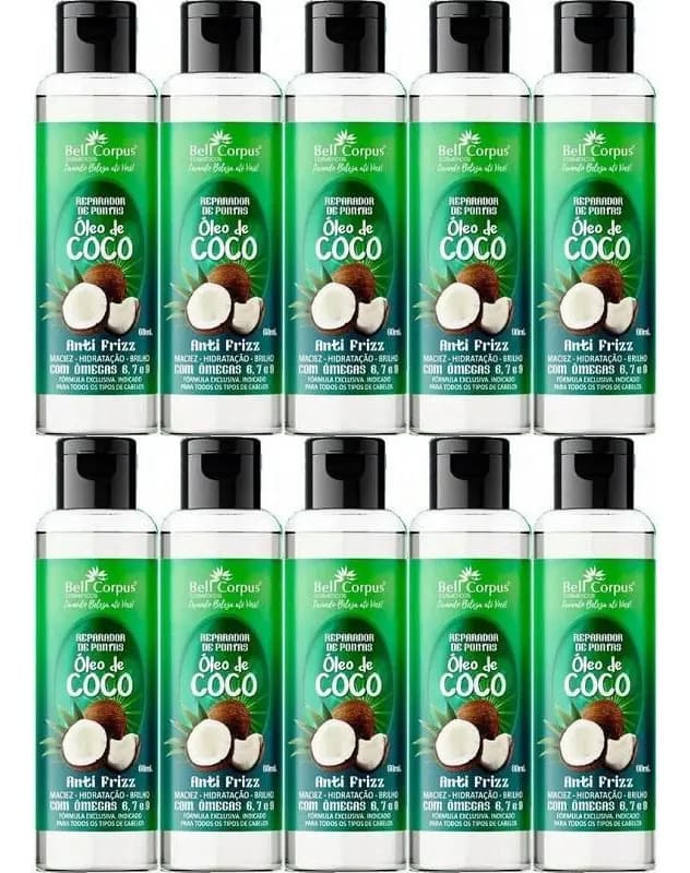 Kit 10 Tratamento Capilar Reparador De Pontas Óleo Coco