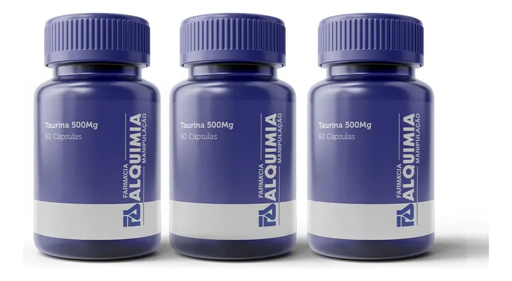 Taurina 500mg 60 Cápsulas Kit 3 Frascos