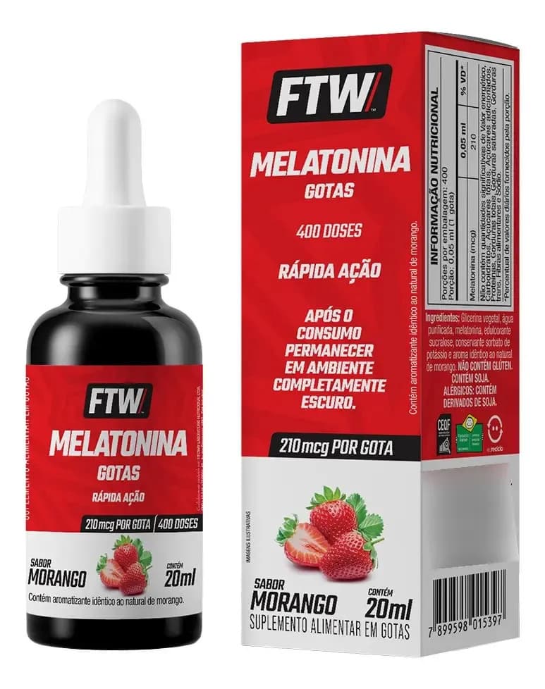 Melatonina Gotas 20ml - Ftw Morango