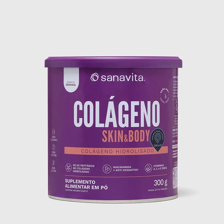 Suplemento em pó Sanavita Colágeno hidrolisado colágeno Colágeno hidrolisado sabor original em lata de 300g