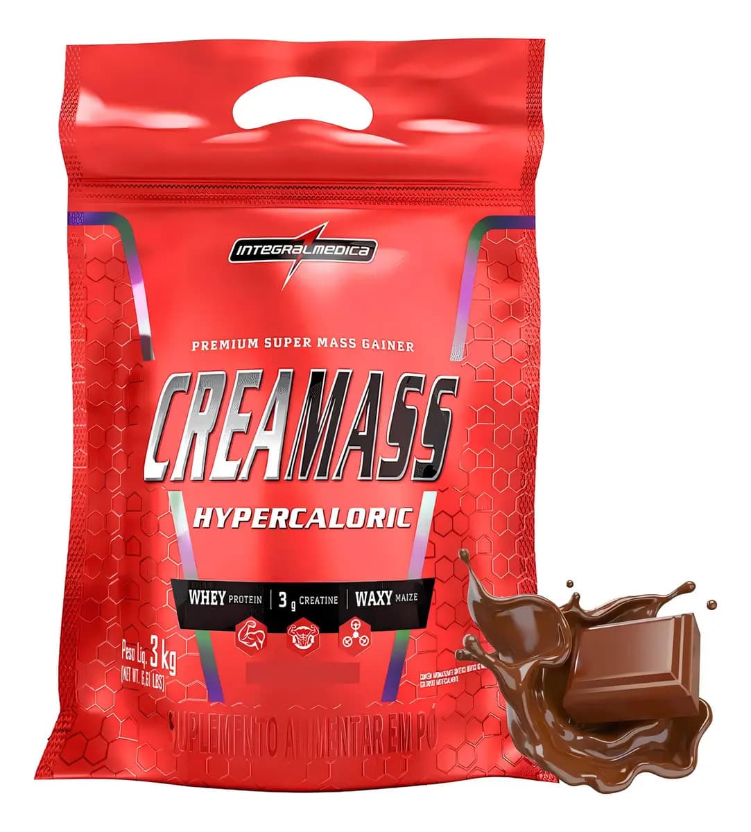Creamass Integralmédica 3kg Creatina Proteína Maltodextrina Sabor Chocolate