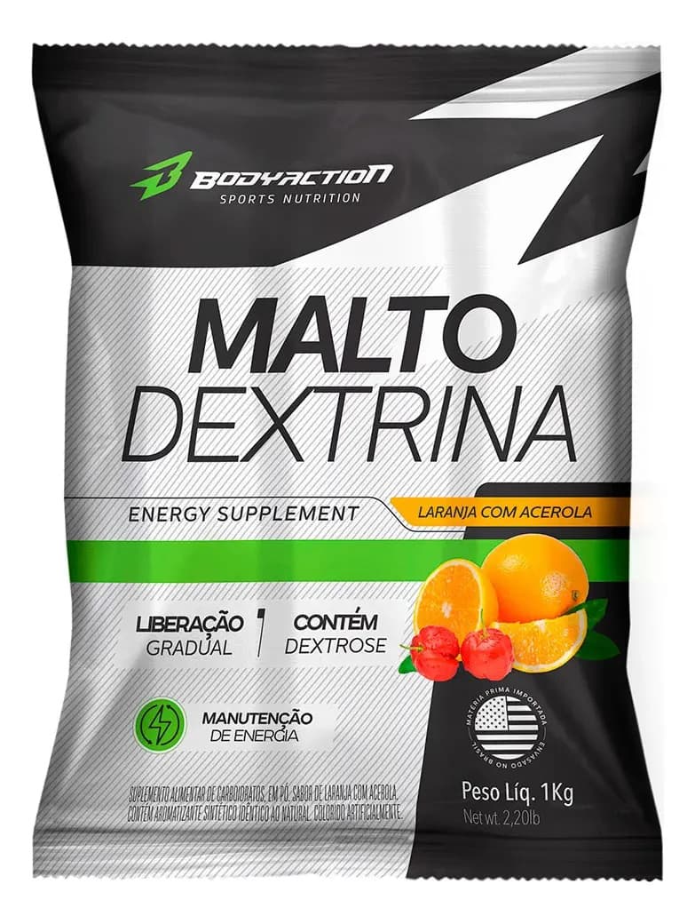 Maltodextrina 1kg - BodyAction Sabor Laranja com Acerola