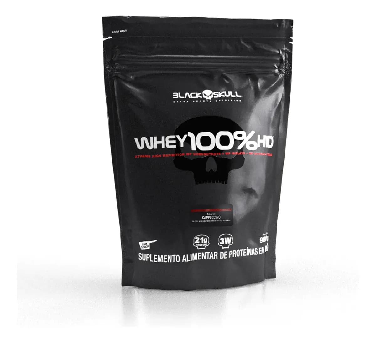 Whey 100% Hd Refil Black Skull - 900g (wpc, Wpi E Wph) Cavei Sabor CAPUCCINO