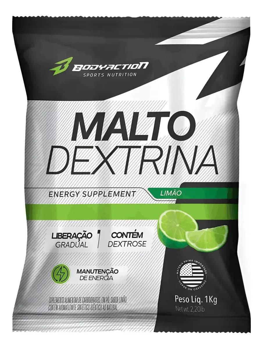 Maltodextrina Malto Dextrin 1kg - Bodyaction Sabor Limão