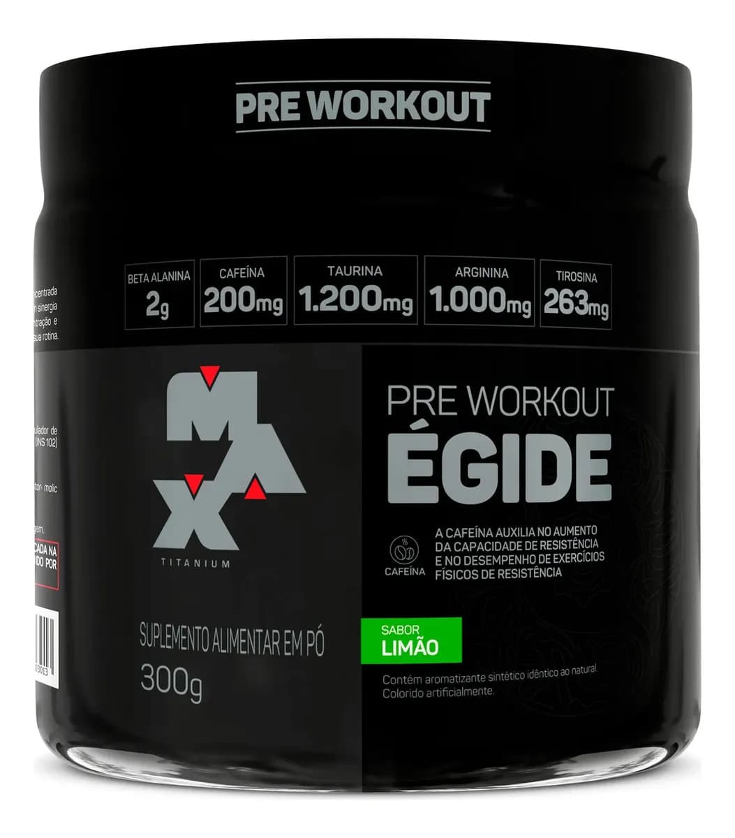 Pre treino Égide 300g Sabor Limão Suplemento em Pó Pré Treino Max Titanium
