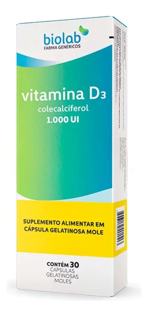 Vitamina D 1000ui Biolab Colecalciferol 30 Capsulas Moles