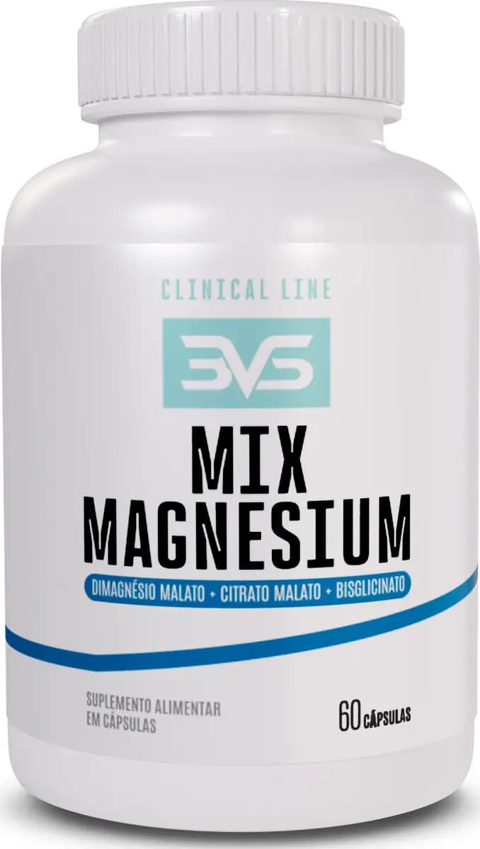 Mix Magnesium - Fórmula Avançada Com Magnésio Dimalato + Magnésio Bisglicinato + Magnésio Citrato - 60 Cápsulas