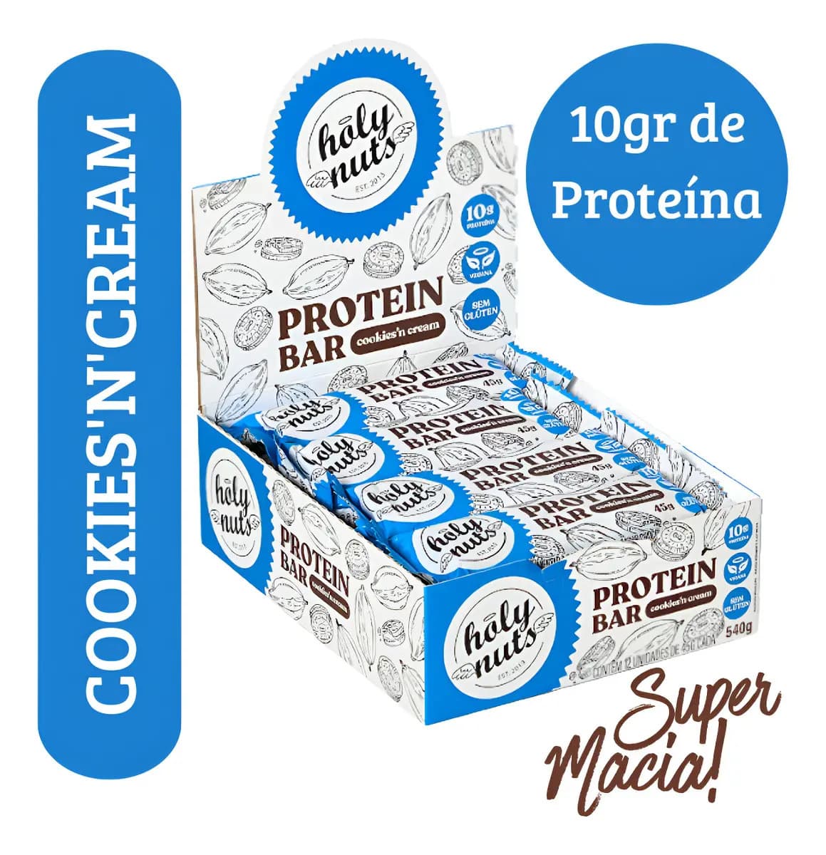 Barra Proteína Vegana C/ Proteína De Alfarroba Cookies 12un