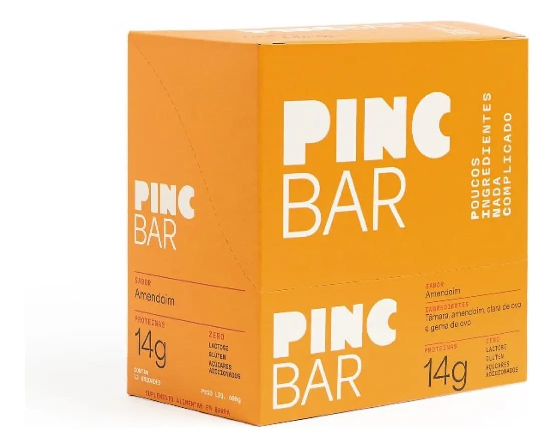Barra Proteína Pasta Amendoim Sem Açúcar 50g Pincbar Kit 12un