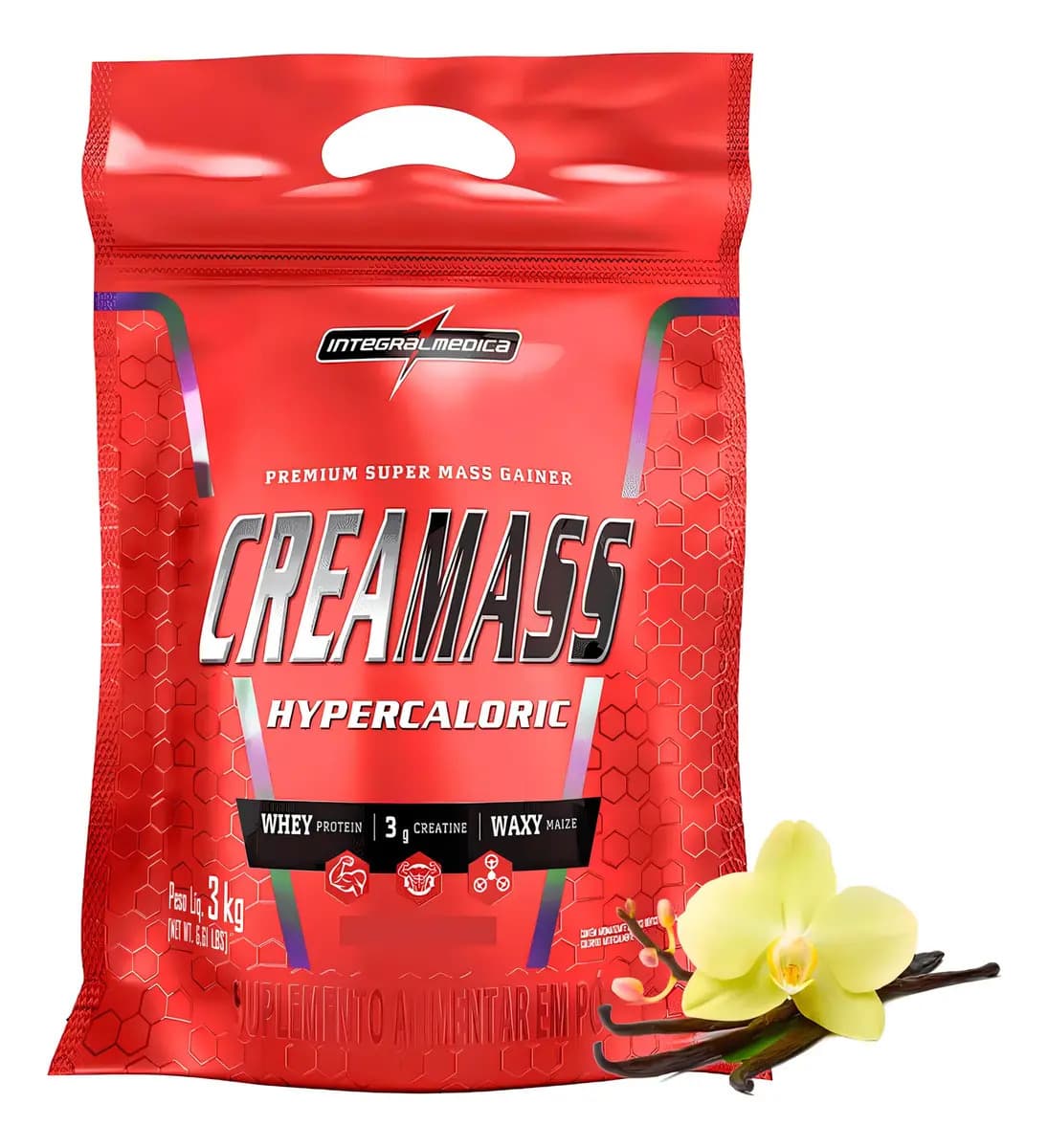 Creamass Integralmédica 3kg Creatina Proteína Maltodextrina Sabor Baunilha