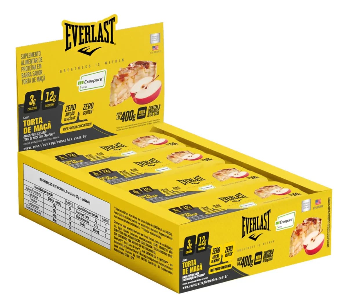 Barra Proteína Torta De Maçã Com Creapure 8un - Everlast