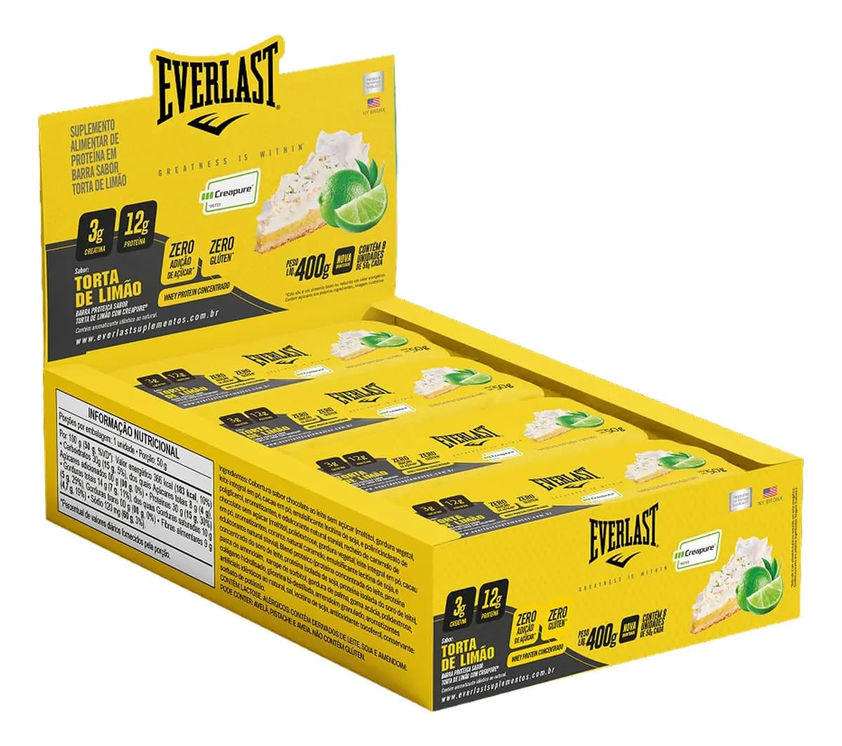 Barra Proteína Torta De Limão Com Creapure Caixa com 8un - Everlast