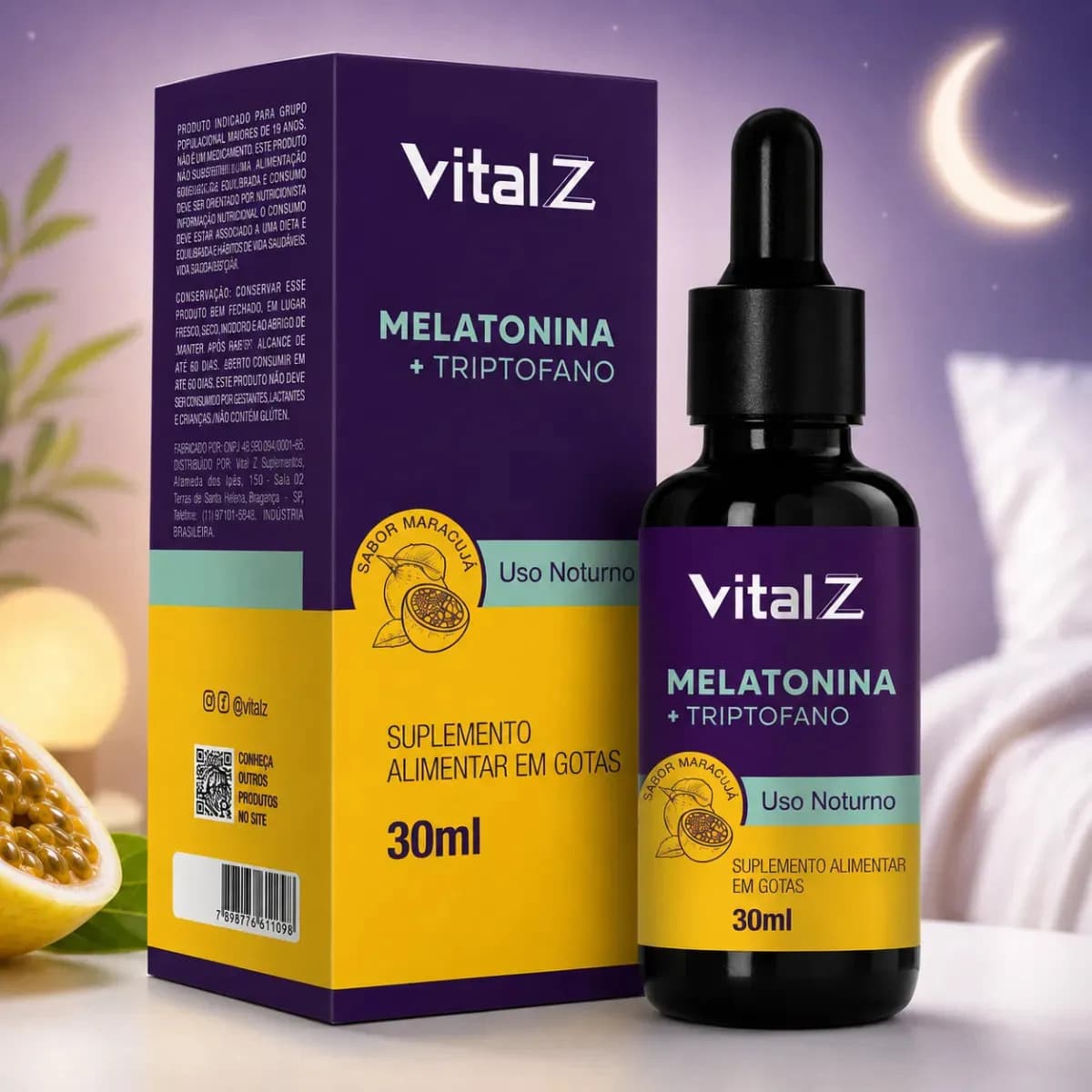 Melatonina + Triptofano Gotas 30ml Maracujá