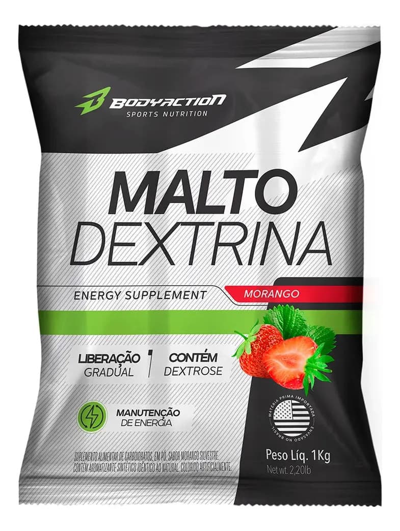 Maltodextrina 1kg - BodyAction Sabor Morango