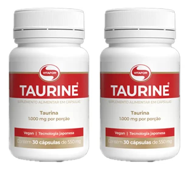 Taurina 100% L-Taurina 550mg Vitafor 30 Cápsulas Suplemento Natural