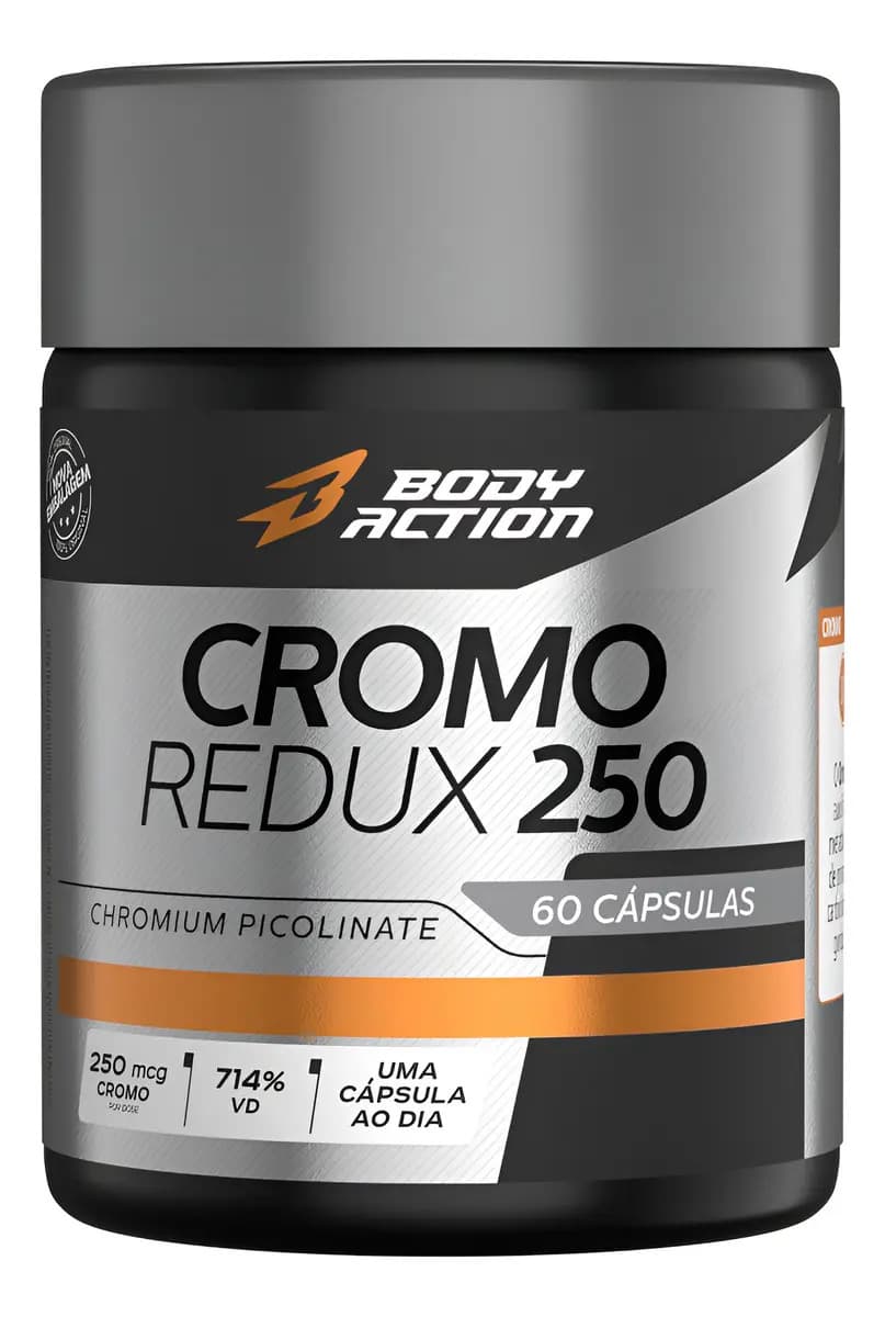 Picolinato Cromo Redux 250mcg 714%vd 60 Caps Bodyaction Sem Sabor