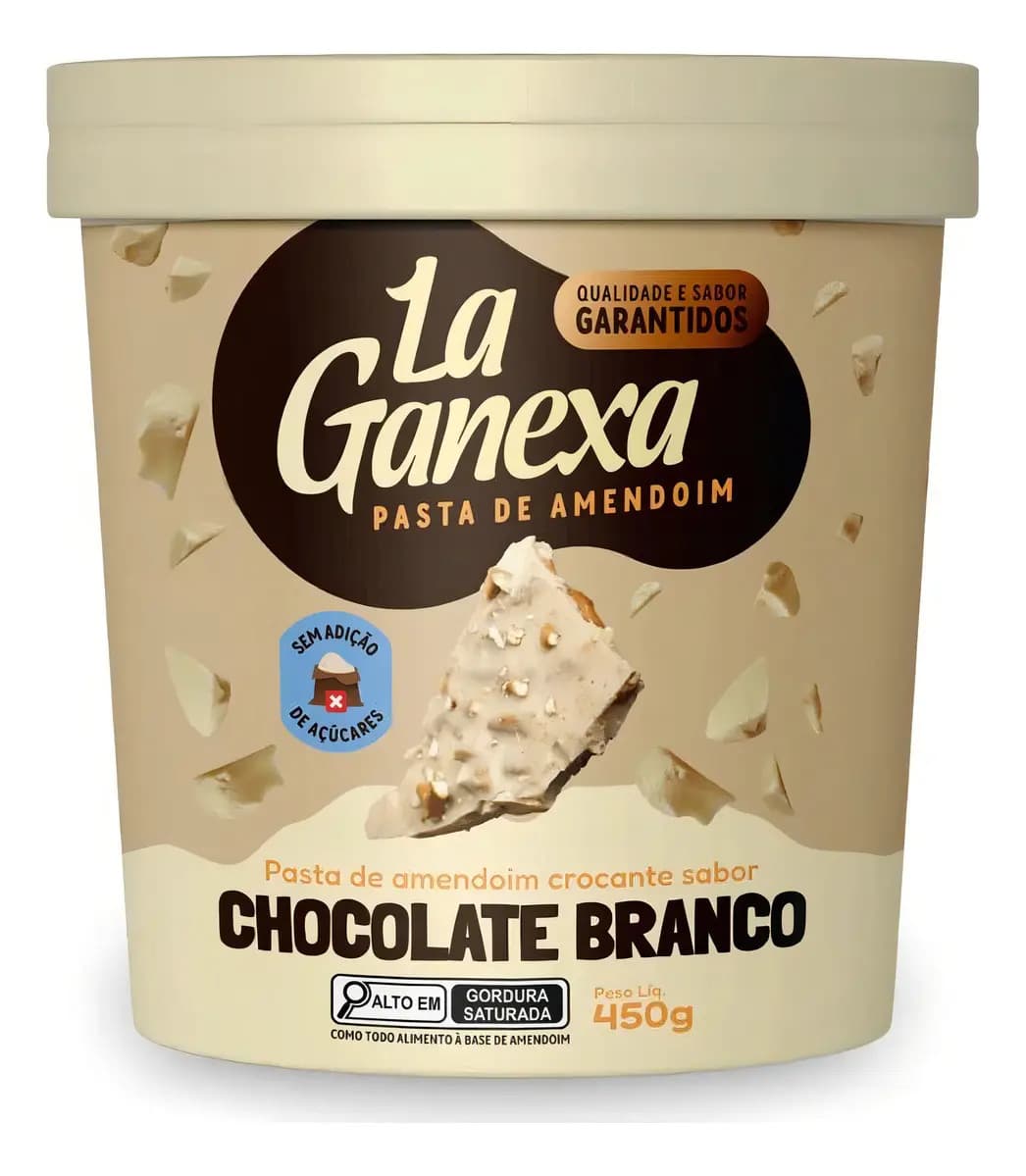 Pasta Amendoim Integral Chocolate Branco 450g La Ganexa